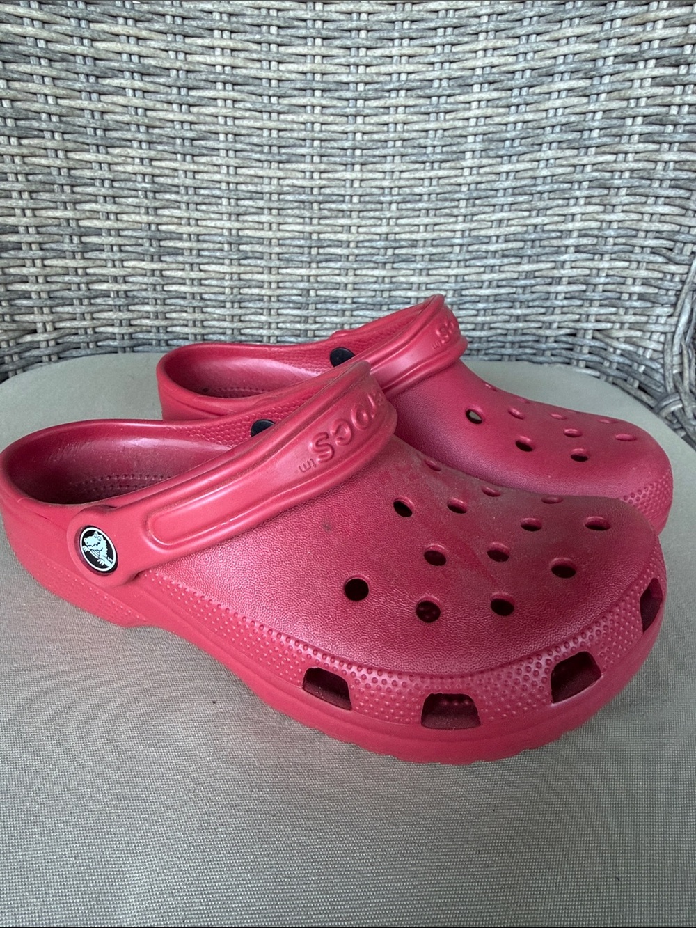CROCS women’s Red Classic Clogs with Vent Holes